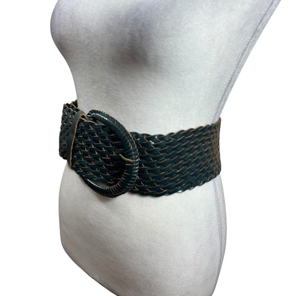 Ladies Vintage Braided Leather Belt Blue‎ Green Color One Size main image 4